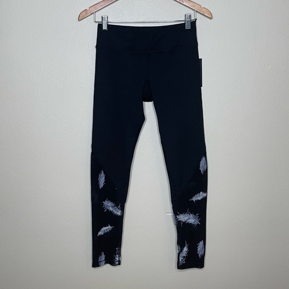 Mira Rae Black Embroidered Mesh Leggings - Picture 3 of 6